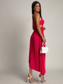 Pleated one-shoulder dress fuchsia 19181